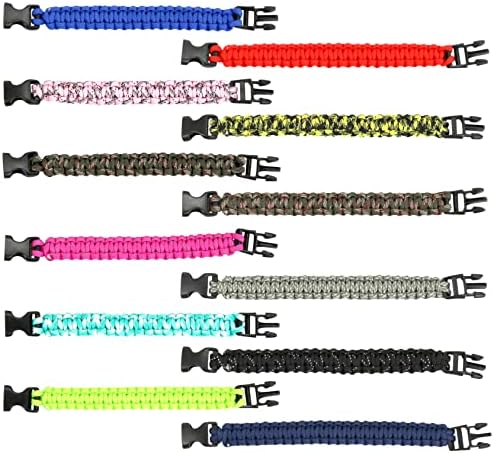 Iconikal paracord pulseiras de sobrevivência com clipe, cores variadas, 6 médias e 6 grandes