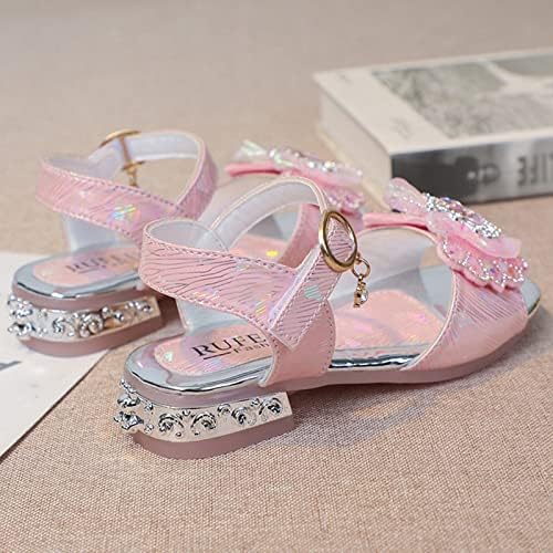 Sapatos infantis moda solas grossas com sandálias de borboleta de diamante verão aberto de pó