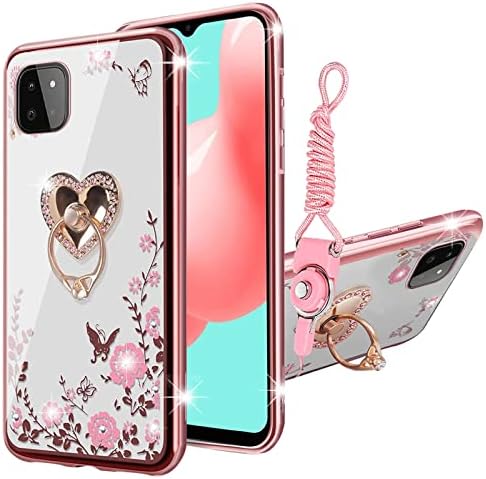 Para Boost Mobile Celero 5G Case, Samsung A22 5G Case para mulheres Glitter Glitter Crystal Butterfly