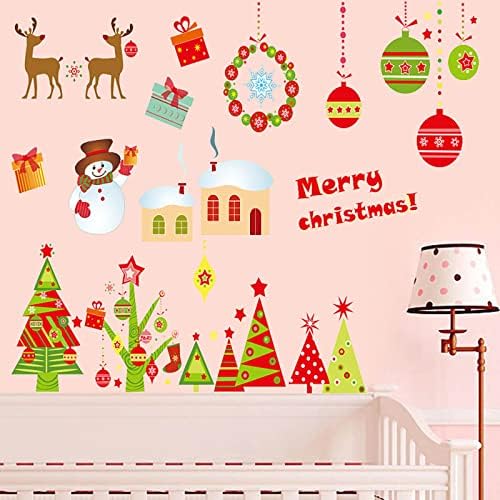 Decalques para quarto casal casal Feliz Natal adesivos de parede removíveis Decalques de arte de natal Janela