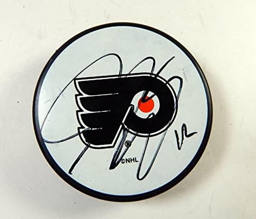 Simon Gagne 12 assinou Flyers Philadelphia em Glas Co NHL Hockey Puck Auto 239 - Pucks de NHL