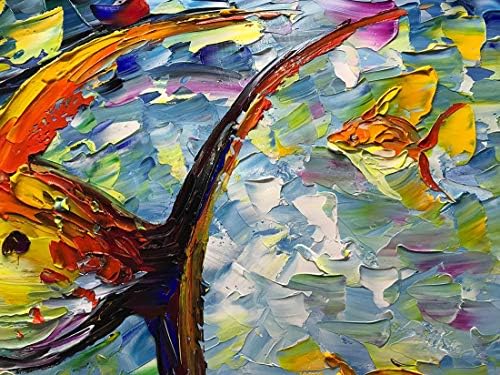 Pinturas de 24x48 polegadas, peixes beijando - estilo moderno de estilo moderno abstrato art art em 3d paisagem