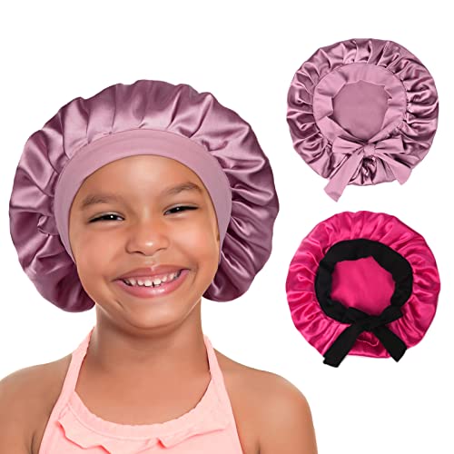 2 PCs Baby Bonnet Costo Capato de seda para crianças Capô de cabelos naturais Curly Hair para meninos