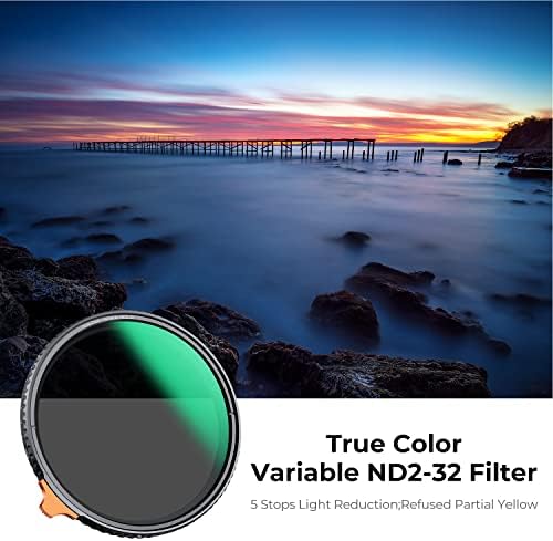 K&F Concept 77mm Variável de cor verdadeira ND2-32 Filtro de lente, filtro de densidade neutra ajustável