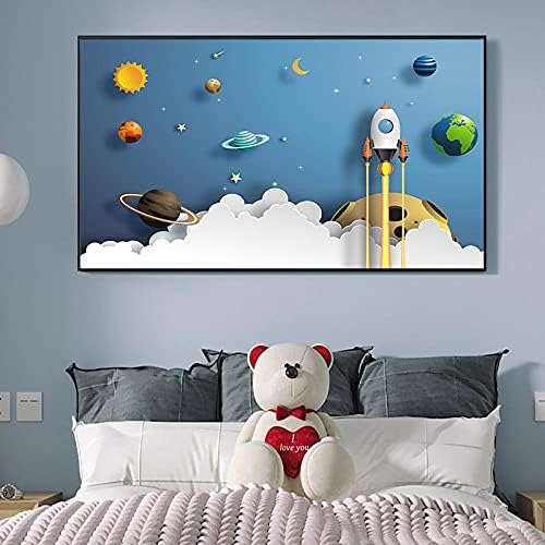 DFGRHG Moderno simples e espacial astronauta Pintura planeta Planet Earth Children's Boy Bedroom Pintura da