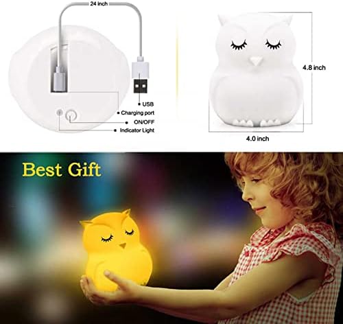Xianfei Owl Night Light for Kids, lâmpada de animal de silicone macio de 9 cores, lâmpada de cabeceira de