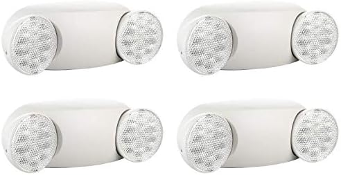 EXITLUX 4 Pacote LED de LED branco com backup de bateria, duas luminárias de emergência ajustáveis