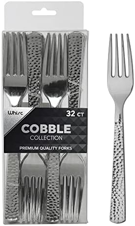 Conjunto de garfo de plástico de prata Whisc [Coble Coble Coleção-32 Pieces]- Forks descartáveis ​​para serviços