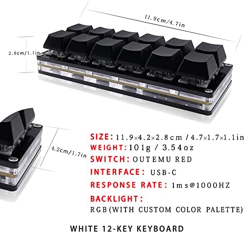 BTXETUEL 12 teclado de jogos mecânicos-chave com um teclado de um teclado USB-C com fio teclado USB-C.