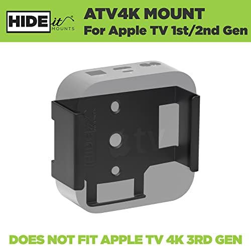 Hideit Mounts ATV4K Mount for Apple TV 4K, American Company - Aço da parede de aço para Apple TV 4K - Compatível
