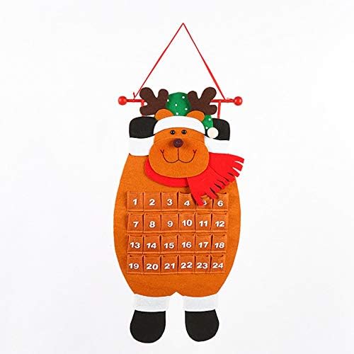 Calendário do advento de Natal de Santa, 3D Felt Soliving Advent Calendário de 24 dias Countdown reutilizável para
