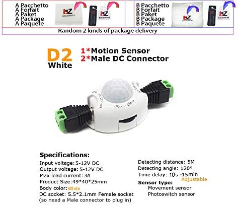 Sensor de movimento interruptor de luz 5v 12V DC Detector de movimento ativado Timer Automático