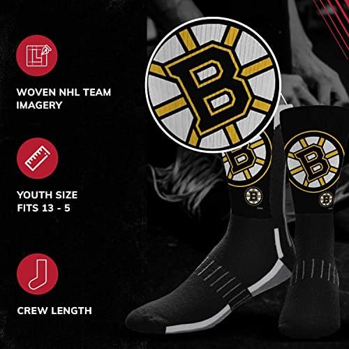 Juventude NHL Zoom Curve Team Crew Socks, para meninos e meninas, vestuário do dia do jogo