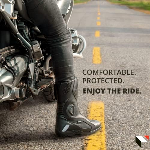 Botas de motocicleta de Kronox para homens que visitam couro preto resistente à água
