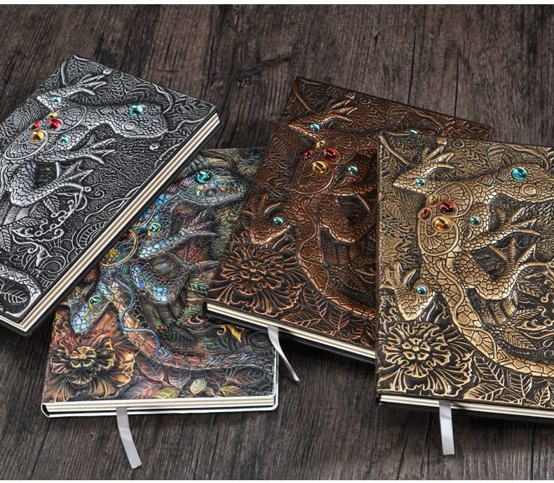 N/A Anaglyph Gilding Magic Lizard Notebook Retro Planner Book School Stationery Supplies Office A5 Vintage