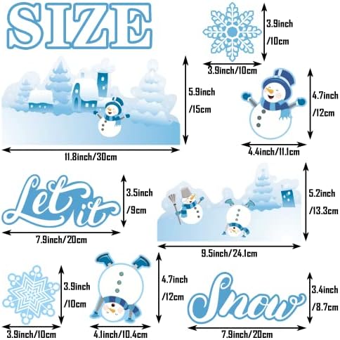 Nbjiuyin 48 peças Winter Snowman Snowflakes Cutouts com pontos de cola de pontos de cola dos detalhes