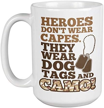Heróis não usam capas. Eles usam etiquetas de cachorro e camuflagem! Caneca de Café e Tea Print de