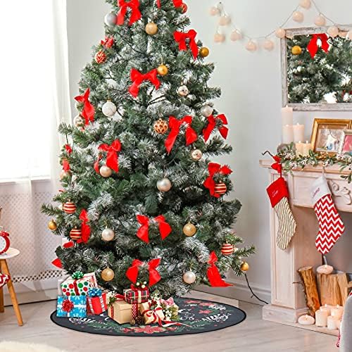 Xigua Feliz Natal árvore de Natal Stand 28,3 polegadas, tapete de bandeja à prova d'água para protetor de chão