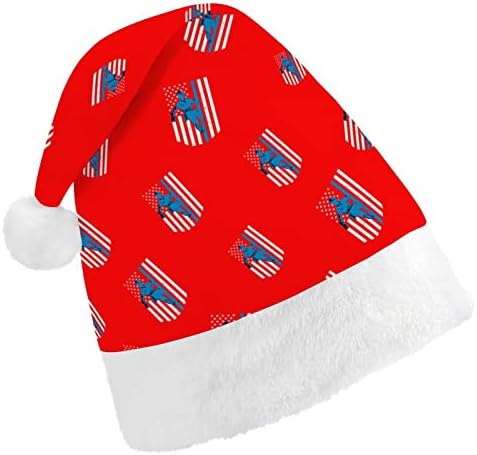 Lineman da bandeira americana Chapéu de Natal engraçado Papai Noel Chapé