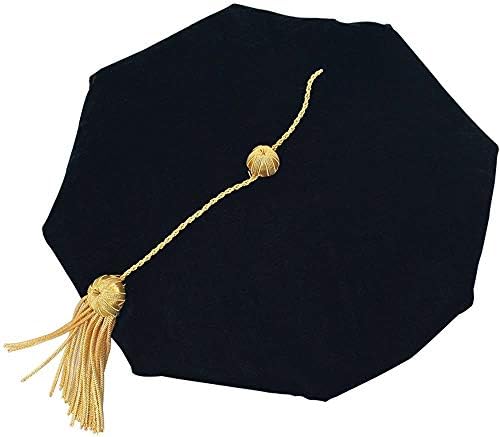 GraduatePro Doutorado Graduação Tam PhD Blue/Black Velvet com tamel de ouro de ouro, 8 lados/lados/4 lados