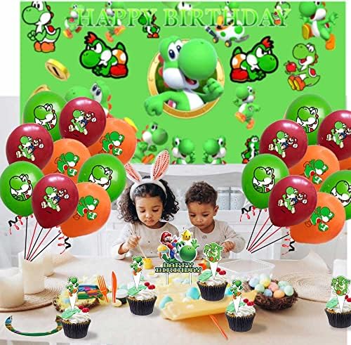 Yoshi Birthday Party Supplies Decorations Bolo Topper Balloons Favors Banner Decor