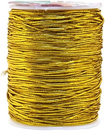 Mandala Crafts 2mm Gold Metallic Metallic Tinsel String for Tag Ornament Hanging Gift embrulhando - corda de corda