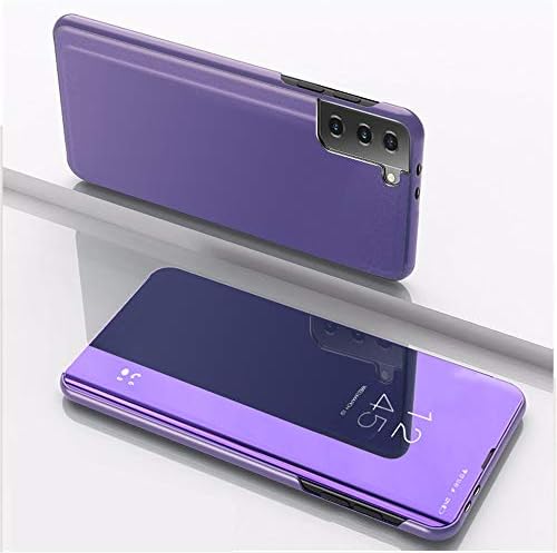 Gyhoya Compatível com a caixa do iPhone 11 com couro de kickstand Clear View Makeup espelho Design