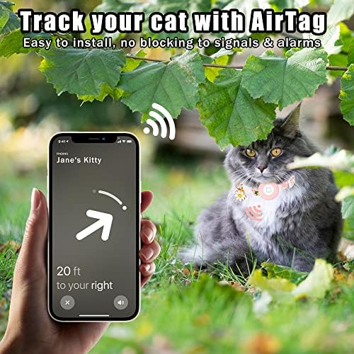 Airtag Cat Collar, Jxfukal Kitten Collar Breakaway Com Silicone Airtag Solder, Bells & Flower Charm