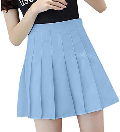 Mini-saia sólida de cintura feminina Mini-saia de tênis de skatista curta Salia de uniforme escolar