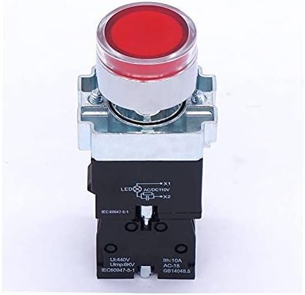 PCGV 22mm 1 NC Red LED Push Butchen 440V 10A Switches Button com tensão de luz LED 110V