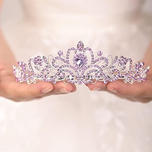 Wekicici Crystal Tiara Crowns Crystal Head Band Princess Rhinestone Crown with Combs Bride Head Bands Bandal
