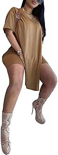 qfmqkpi feminino de 2 peças roupas vasta lateral lateral de pescoço e shorts shorts shet tracksuit