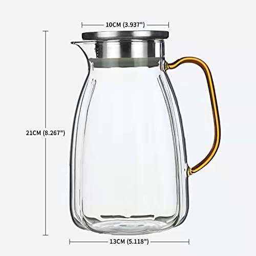 Idealux Glass Pitter com tampa de filtro de aço inoxidável, forma de abóbora de vidro de vidro de vidro resistente