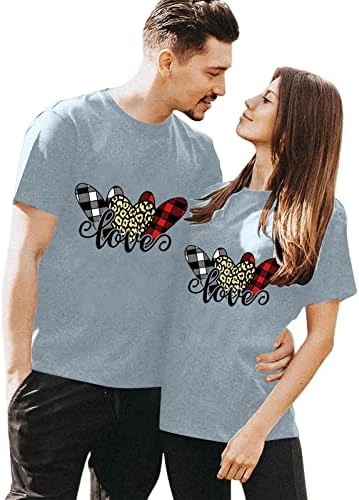 Camisetas t de Znne Combinando T para Casais Blush Womens Dia dos Namorados Manga curta Tees de impressão de amor