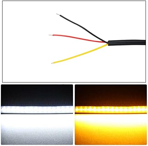 Yomtovm Motorbike LED Turn Signal Light Light Flexible Switchback Dual-Color White & Amber Light Replacemant