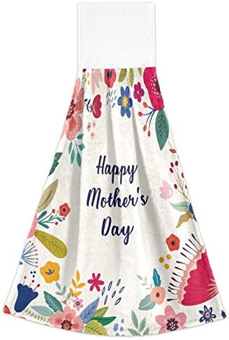 Exnundod Feliz dia das mães Toalhas de mão Conjunto de 2 flores de primavera cozinha pendurada toalhas