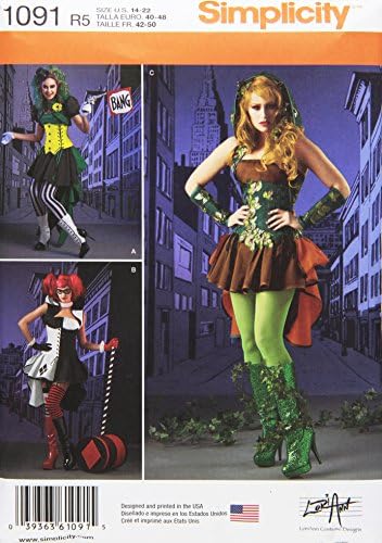 Simplicidade 1091 Vilão de quadrinhos feminino Cosplay e padrões de costura de figurinos de Halloween,