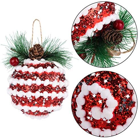 Aodaer 6 pacote de pacote rústico de bola de espuma de natal rústico árvore de Natal pendurada decorações