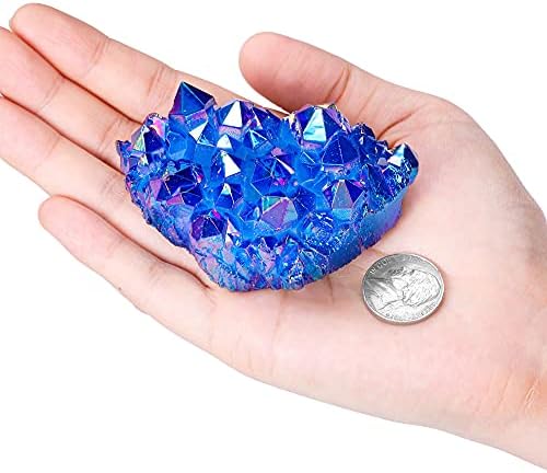 Crystallears cura cluster de cristal com revestimento de titânio quartzo cristal druzy mineral geode gemase