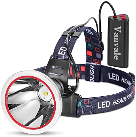 Vanvale de alta potência LED recarregável farol, luz da cabeça impermeável IPX4 com carregador,