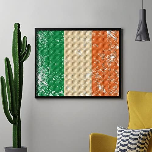 Irlanda Bandeira Retro Kits de pintura de diamante 5D DIY FLILHA FILIZAÇÃO RETRAS DE RETRAS DE ARTES