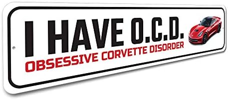 Transtorno obsessivo do Corvette Chevy Metal Sign, NOVYTY CAR SIGN, Decoração de garagem - 9 x 36 polegadas