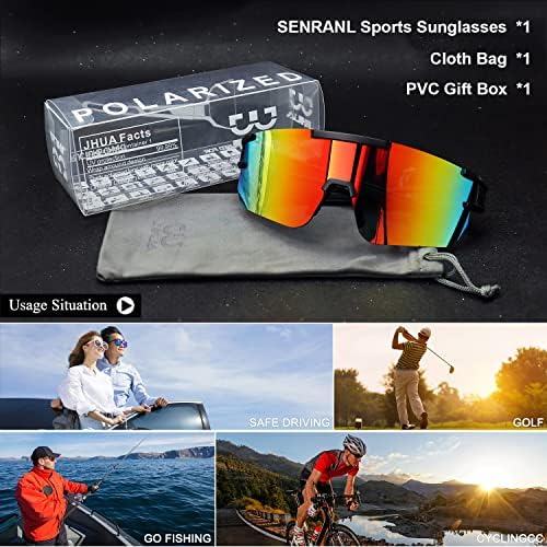 Senranl Sports Sunglasses para homens Mulheres, Proteção polarizada de UV400 no estilo P-V, ciclismo