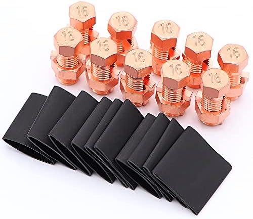 Fuzbaxy10pcs 6awg conectores de parafusos de cobre sólidos, grampo de fio de solo com 10pcs