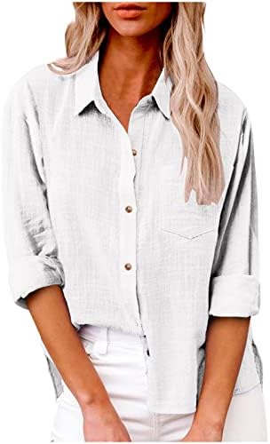 Camas de botão do pescoço para mulheres para mulheres, blusa de camiseta de manga comprida Tops de
