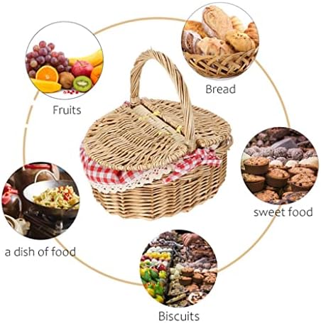 ZSEDP Basket Picnic Storage Wicker Woven Rattan Hors Lids Lids Fruit Willow Willow Borra