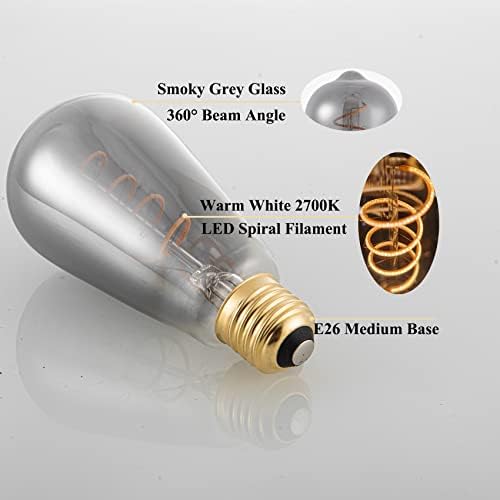 12V Edison lâmpada vintage quente branca 2700k e26 base média, dc/ac 12v 24V 36V Antique flexível LED espiral