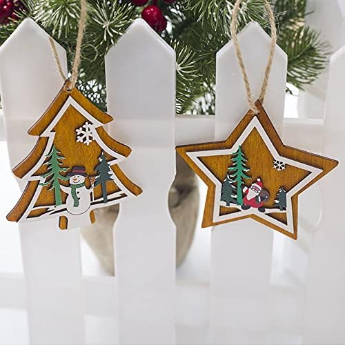 A decoração de Natal fornece a árvore pingente de madeira criativa de Natal, decoração pintada