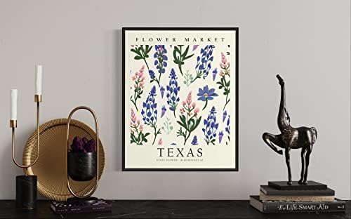 Texas Art Print, Texas Poster Wall Art Decor, Poster de viagem do mapa estadual do Texas, decoração de parede de