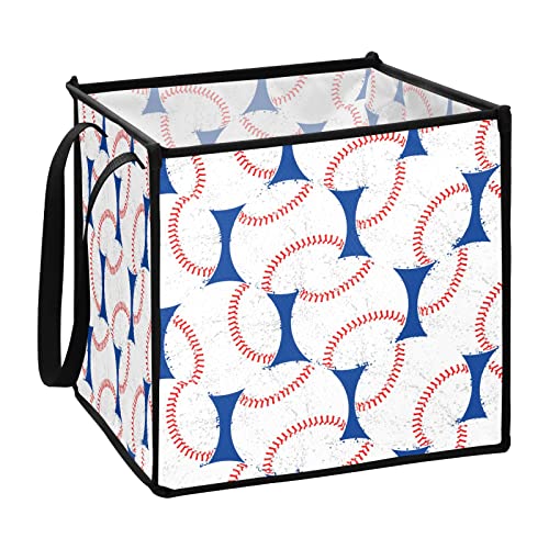 Bolas de beisebol Blue Texture Bin Bin dobrável cesta de armazenamento de brinquedos cesta de lavanderia